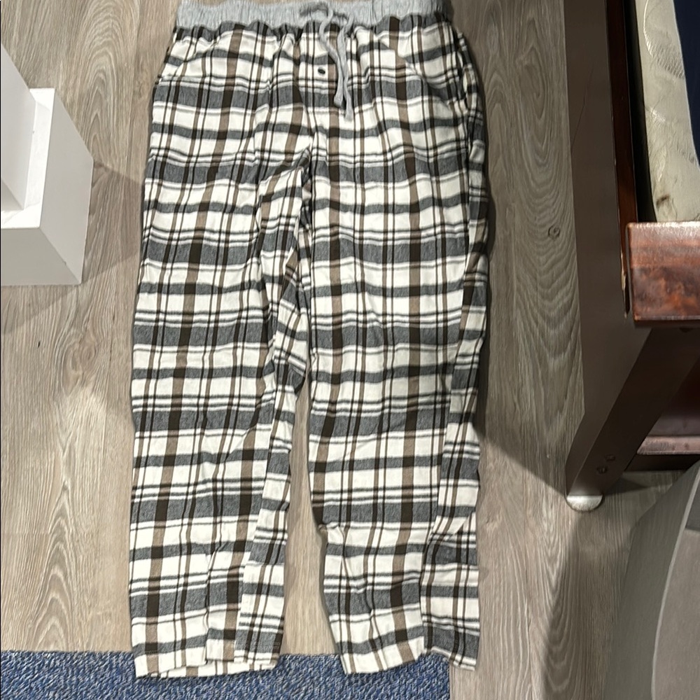 Eddie Bauer Gray and Brown Plaid Lounge Pants